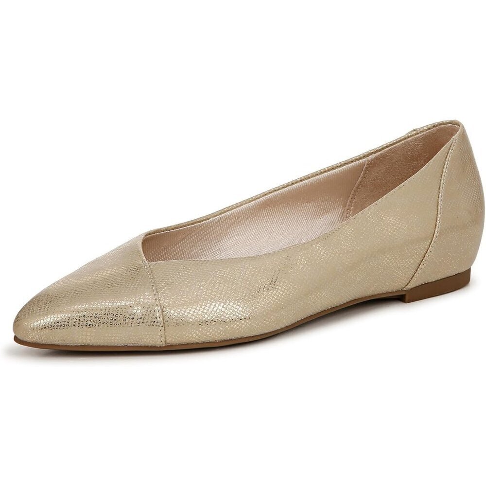 LifeStride Womens Platino PU and Fabric Closed Pointed Toe Promise Ballet Flat